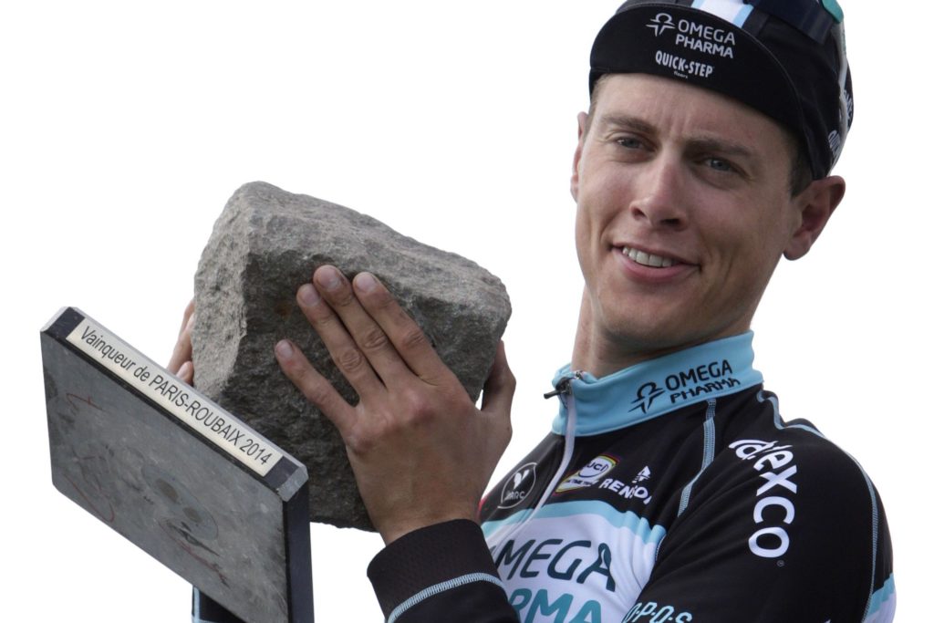 Niki Terpstra na zijn overwinning in Parijs-Roubaix 2014