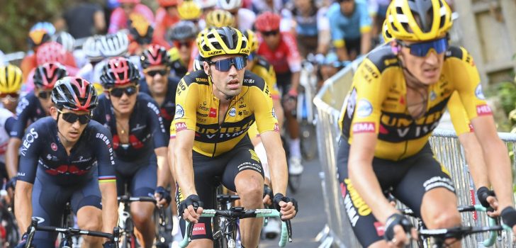 Tom Dumoulin viel op knie bij ‘stomme’ val: “Niet het weekend om al uit te pakken”