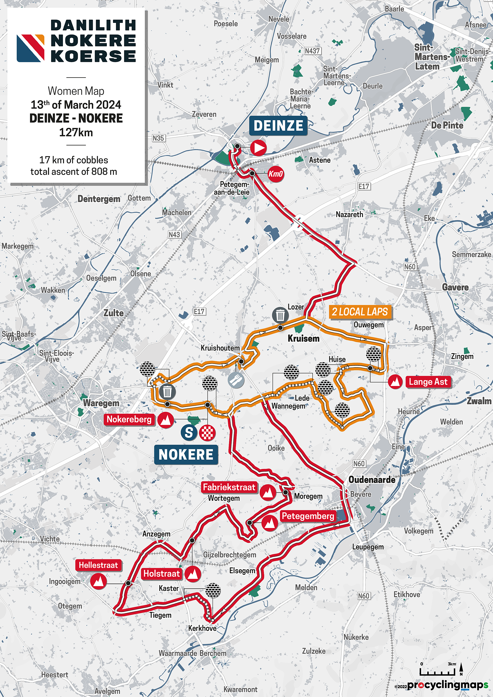 2024 01 15 Danilith Nokere Koerse WOMEN MAP 01