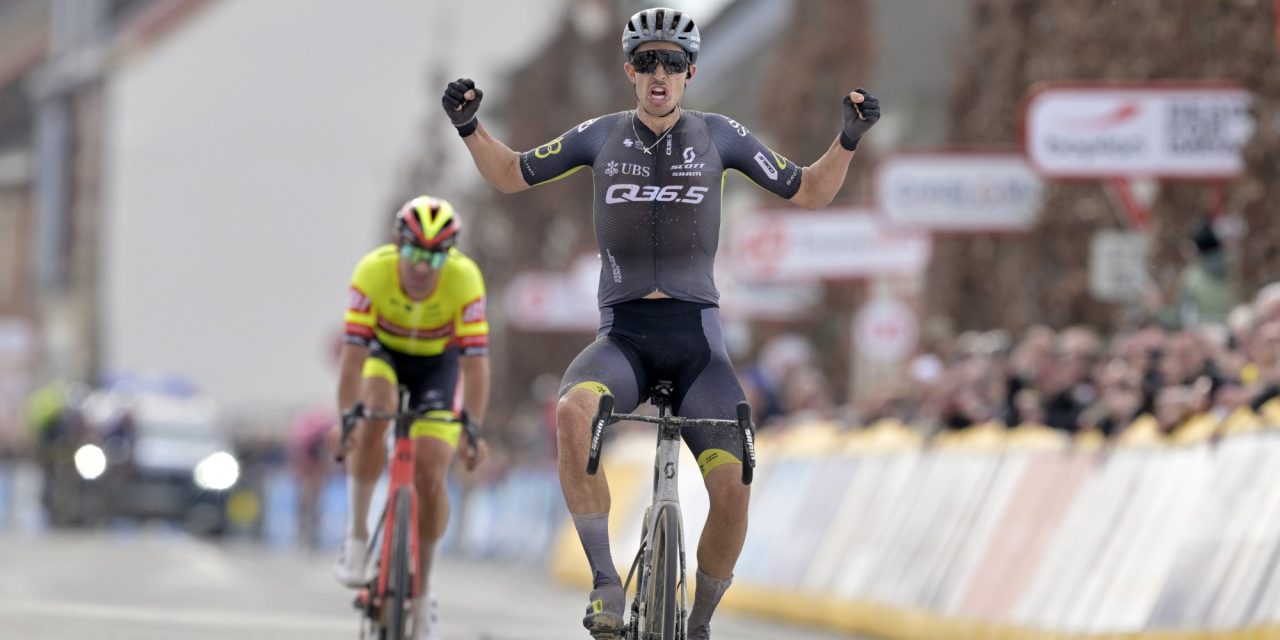 Vroege vluchter Steimle wint boeiende GP de Denain, De Lie en co komen (na massale val) te laat