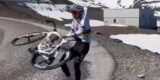 Tadej Pogacar waait bijna van berg door extreme wind in Sierra Nevada