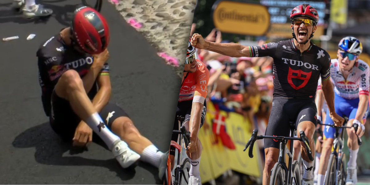 Tour 2025: Julian Alaphilippe had schouder uit de kom bij vroege crash, eindigt toch nog als derde