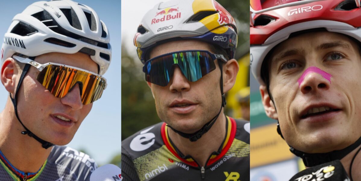 Mathieu van der Poel, Wout van Aert en Jonas Vingegaard in actie in drie verschillende koersen