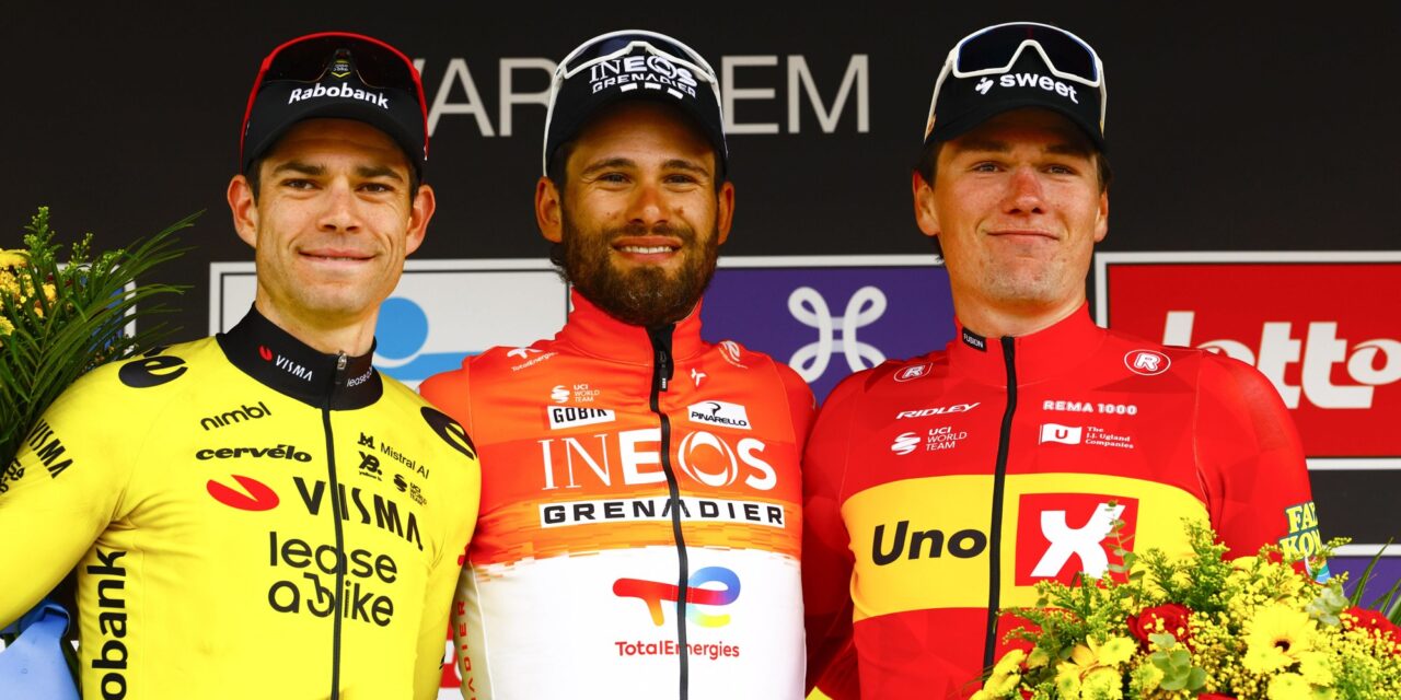 Filippo Ganna krijgt boete voor plakbidon na zege in Dwars door Vlaanderen
